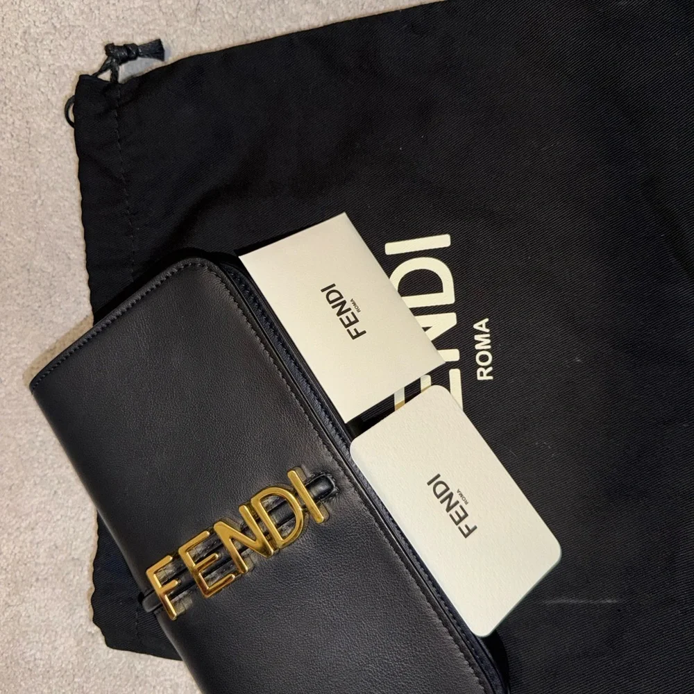 Fendi Black Wallet with Gold Chain - Picture 9 of 12